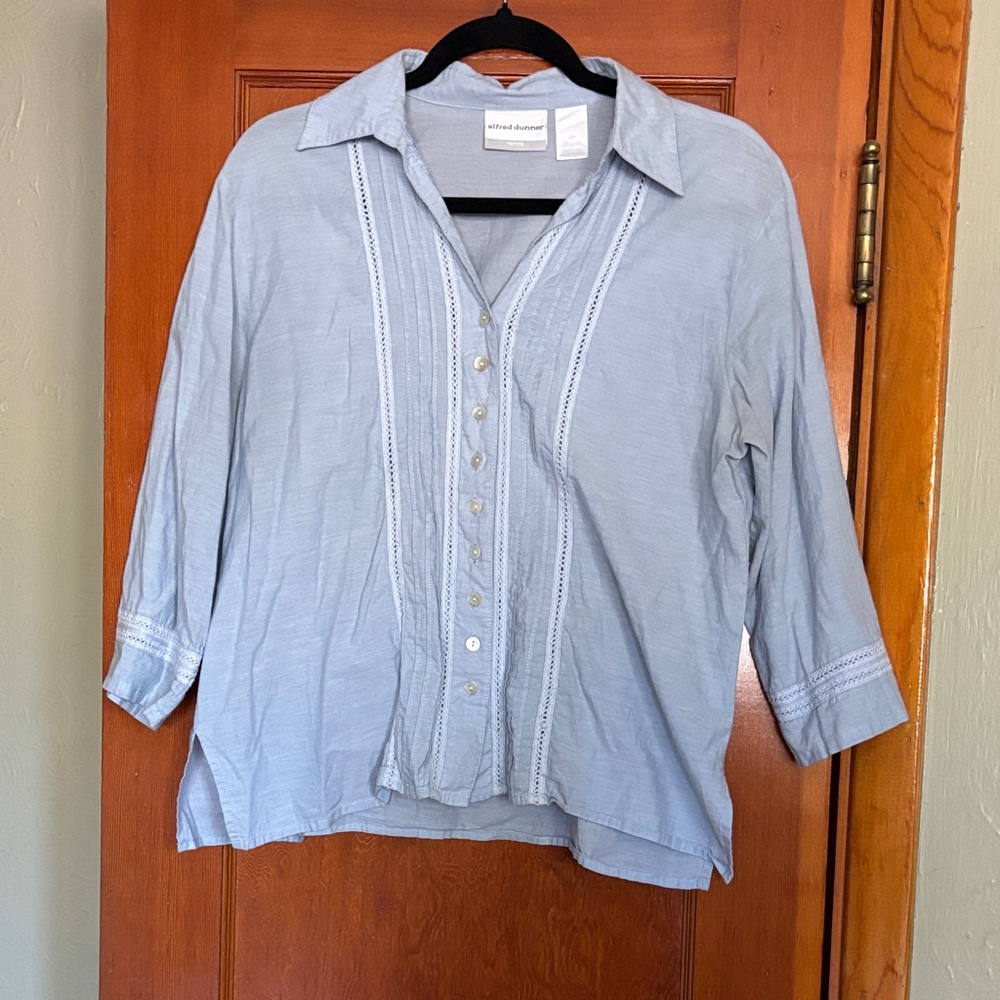 Alfred Dunner Sky Blue Petite Blouse